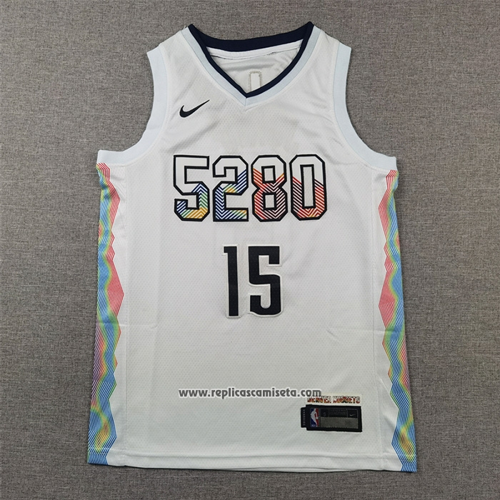 Camiseta Nino Denver Nuggets Nikola Jokic NO 15 Ciudad 2024-25 Blanco